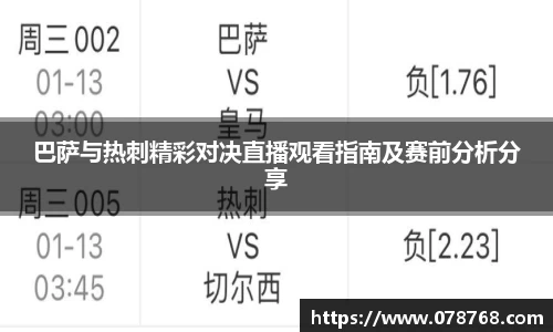 巴萨与热刺精彩对决直播观看指南及赛前分析分享